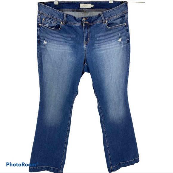 Torrid boyfriend premium jeans distress Bootcut